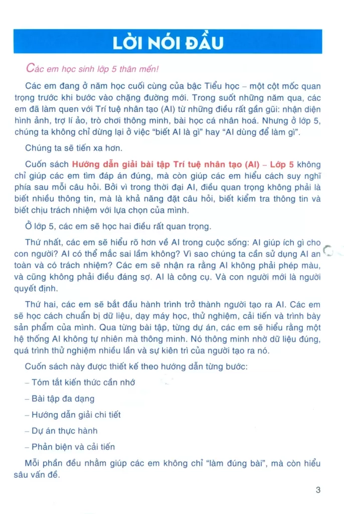 HƯỚNG DẪN GIẢI BÀI TẬP TRÍ TUỆ NHÂN TẠO (AI) LỚP 5